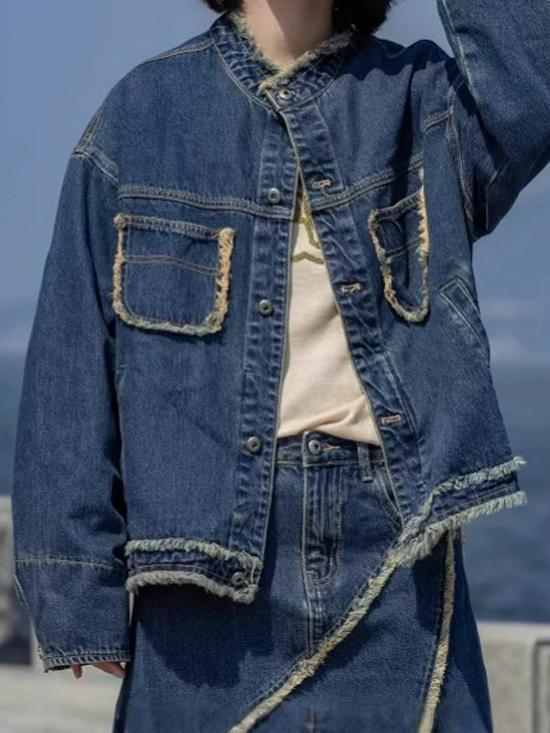 Модная Ранняя Осень Французский Ретро Хлопок Лен Вышитая Джинсовая Куртка L