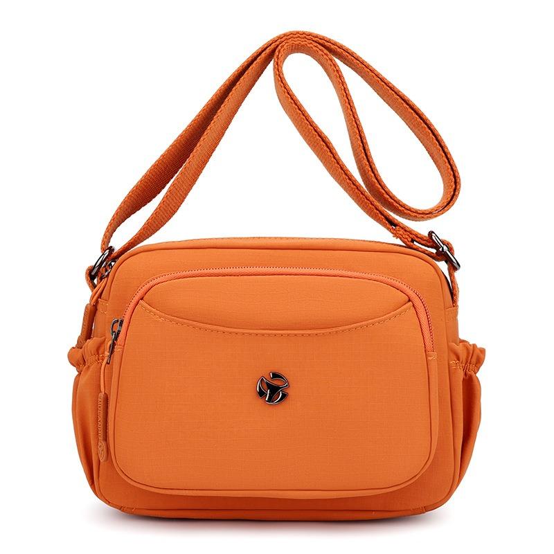 Solid Color Mobile Phone Bag Messenger Bag Small Bag Nylon Simple Middle and Old Trend Multi-layer Zipper Shoulder Bag Change Bag