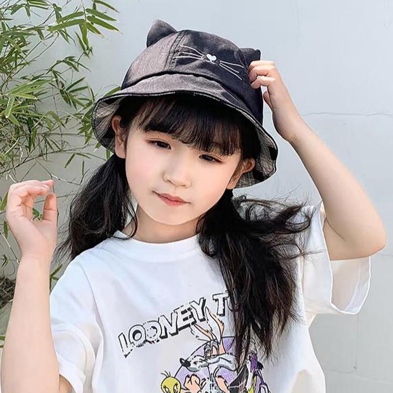 Cute Baby Hat With Cat Design Japanese Style Sun Protection Hat For Summer