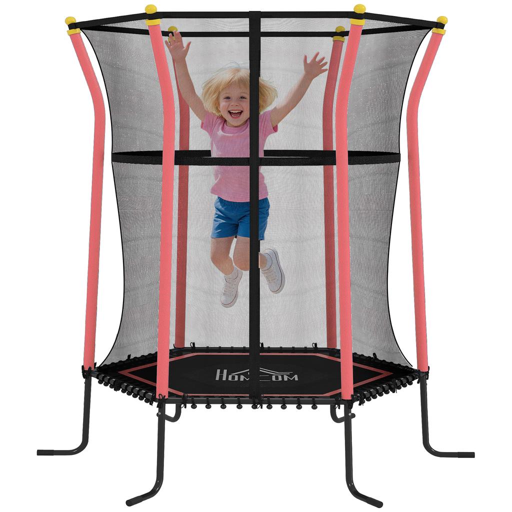 Kids Trampoline Mini Bouncer with Enclosure Safety Net For Ages 3-10 Years - Red