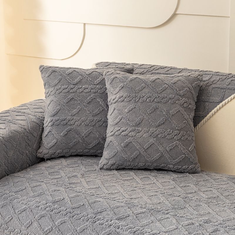 Solid Colored Plush Home Comfortable Sofa Mat Winter Thickened Anti Slip Seat Cushion Modern Minimalist Sofa Cover with Full Coverage Fabric