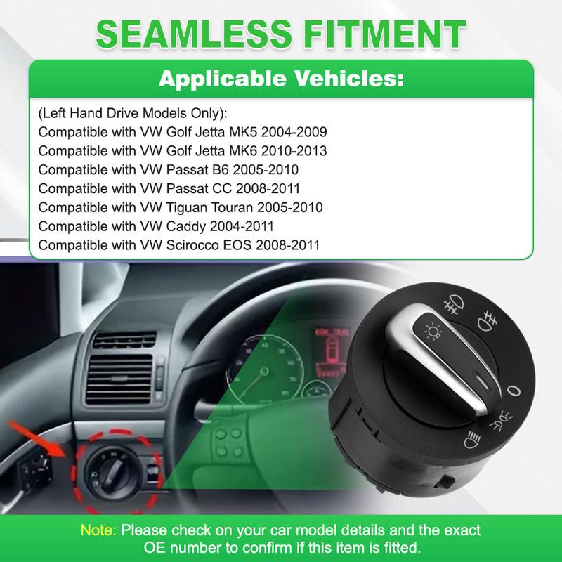 For VW Passat B6 2005-2010 for VW Caddy 2004-2011 5C6941531 1K0941431 Headlight Switch With Fog Light 10 P