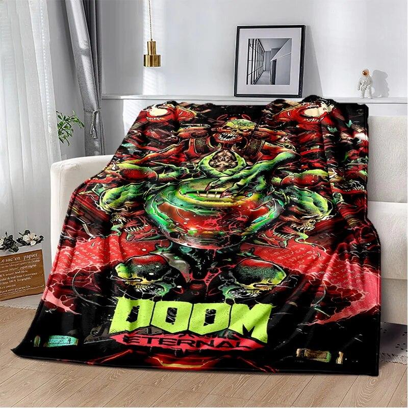 

Одеяло Doom в стиле ретро, ​​геймерское мультяшное одеяло, мягкое одеяло для дома, спальни, кровати, дивана, пикника, путешествия, офиса, отдыха, одеяло, детское одеяло 130x150cm