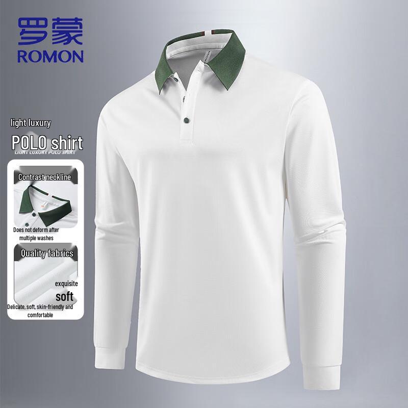 

ROMON Men s Long-Sleeve Business Casual Polo Shirt XL