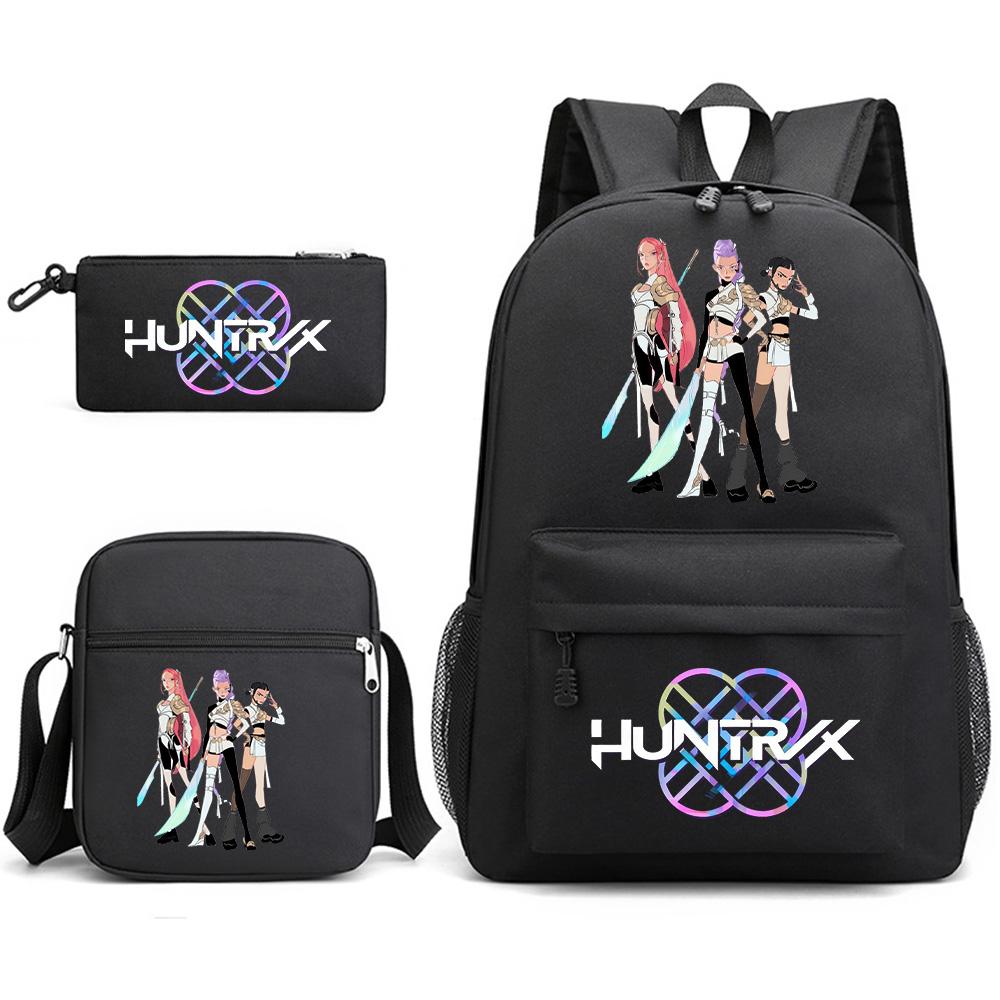 3Pcs/set Anime Printed Backpack with Shoulder Bag Pencil Case for Teenager Student Boy Girl SchoolBag Large Capacity Waterproof Bookbag Kid Gift