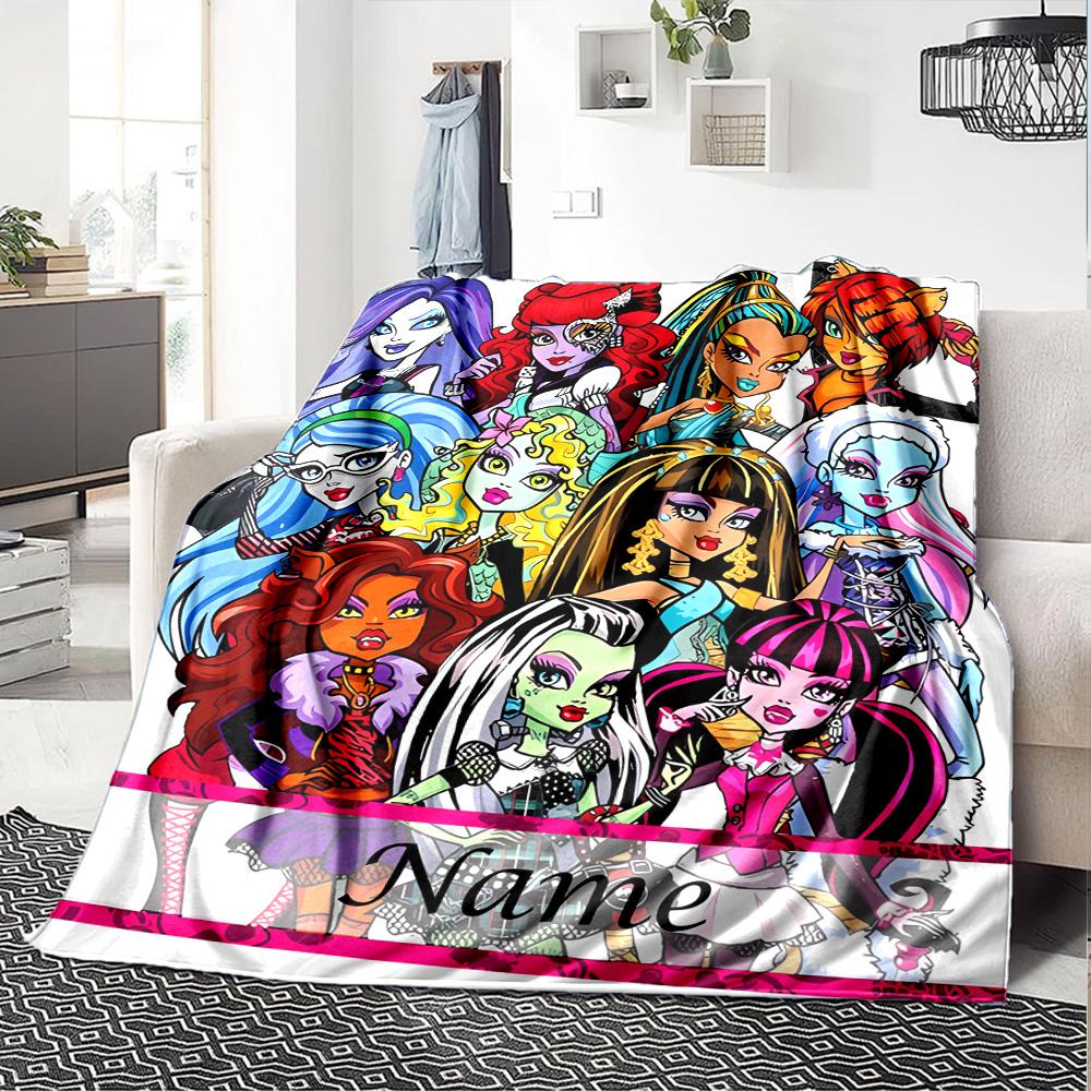 Customizable Monster High Draculaura4 Throw Blanket – Personalized Name, All-Season Cozy Snug Blanket, Machine Washable, Personalized Blanket