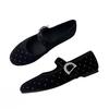 French Single Shoes Women's 2025 Spring New Retro Design Flat Ballet Shoes Shallow Mouth Rhinestone Mary Jane Shoes