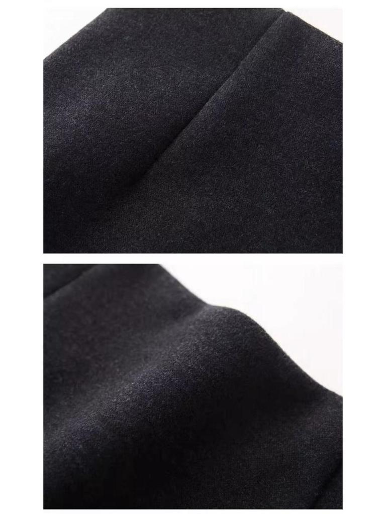 1108 A/W Wool-Blend Elastic Waist Slimming Bodycon Skirt with Back Slit