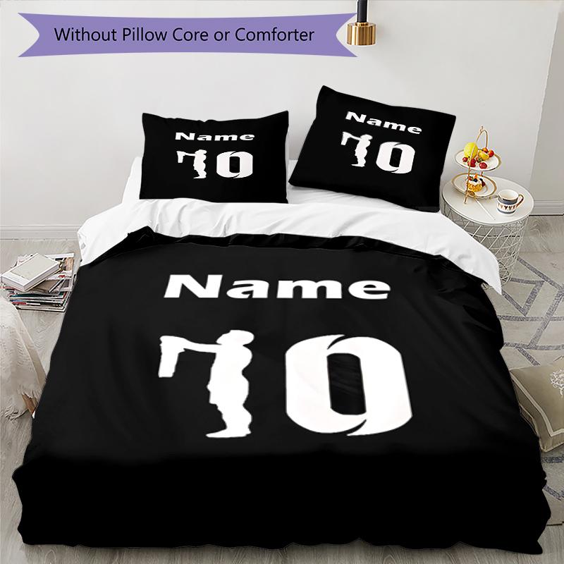 3pcs Custom Name 10 Bedding Set Duvet Cover Closure Includes 1 Duvet Cover & 2 Pillowcases, Soft and Comfortable for All Seasons.