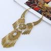 Vintage Ethnic Exaggerated Statement Necklaces Antique Silver Carved Water Drop Tassel Necklaces For Women Boho Jewelry