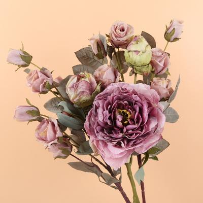 Künstlicher Strauß mit Stielen Valentinstag Künstliche Pfingstrosen Rosen Realistische Seidenblumenarrangements für Zuhause Innen Kaffeetischdeko Hochzeit