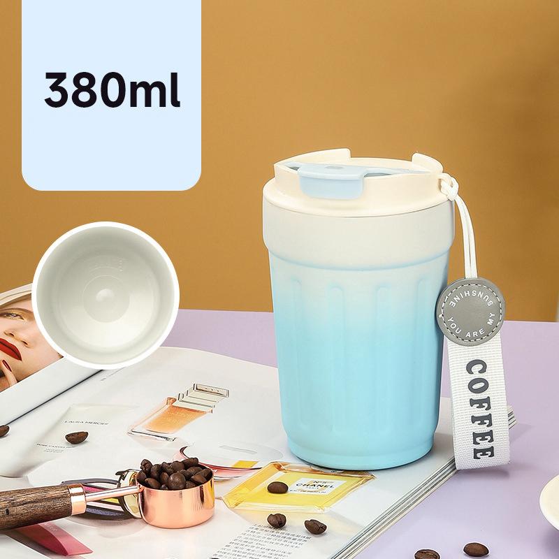 MeyJig Stainless Steel Thermos Bottle Ceramic Coffee Mug Leak-Proof Vacuum Flask Cold Brew Coffee Cup