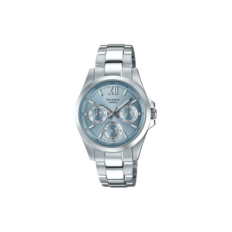 CASIO Women s SHEEN Blue Watch SHE-3512D-2AUPR Silver Strap