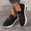 New metal chain, slope heel, thick sole, one pedal, breathable and lightweight mesh, large size casual single shoes for women