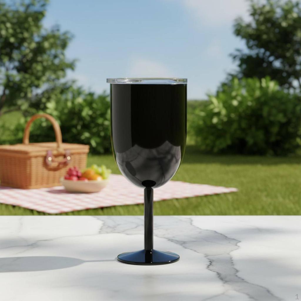 Stemmed Vino Cup Stainless Steel Vacuum Insulated Clear Lid Tumbler White