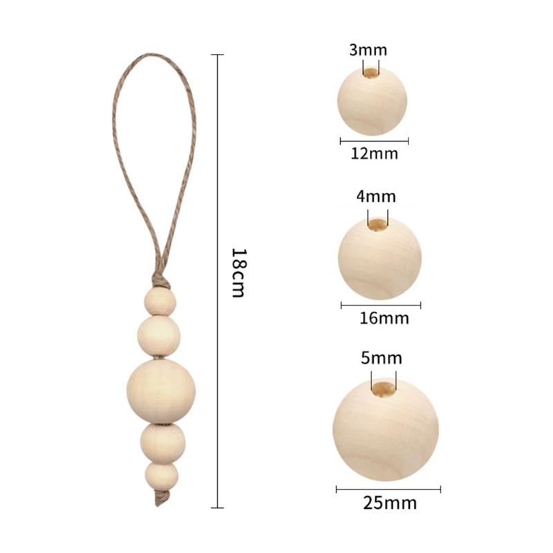 Wood Bead String Vintage Inspired Decorations for Indoors Bohemian Wood Bead String Charm Home Addition Ornament Decor