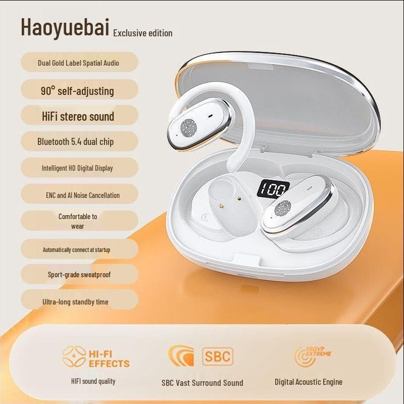 

Noise-Canceling Open-Ear Bluetooth Headphones with 130° Rotatable Design