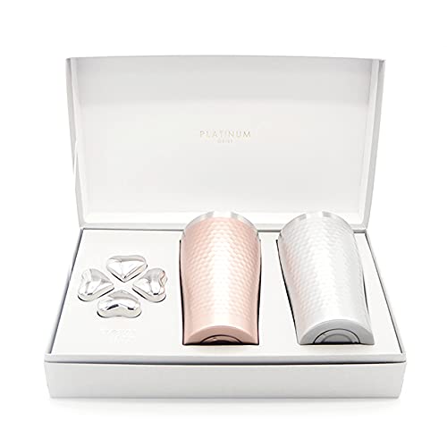 Oribe Platinum Stainless Steel Thermo Tumbler Pair Heart Present Gift Pair Set of 2 Boxed &