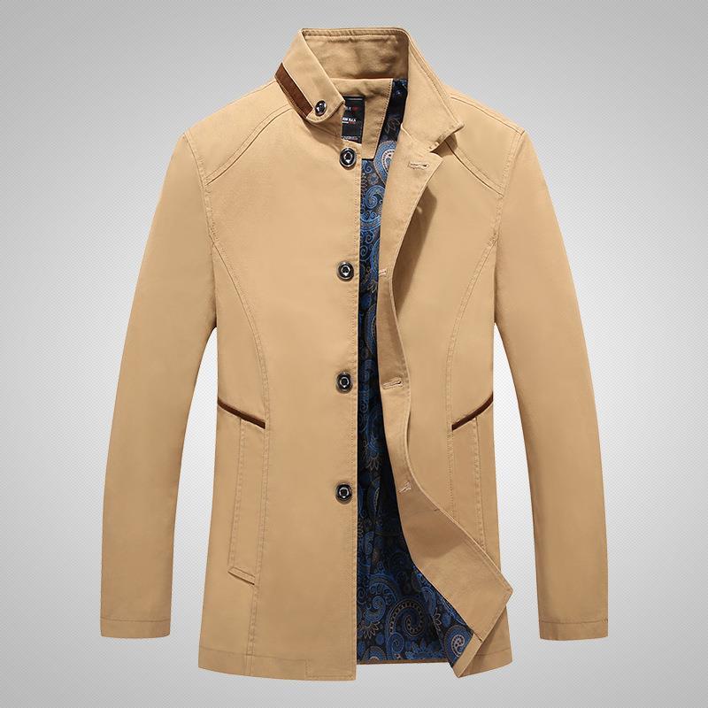 Spring and Autumn Cotton Washed Cotton Jacket Men's Medium and Long Windbreaker Business Casual Men's Jacket