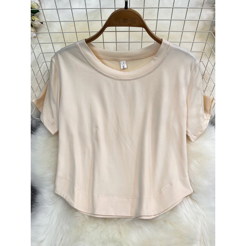 Denim Brace Dress Women's Slim Looking Fashion Stretch Jumpsuit Suspender Short Skirt Two-piece Set Loose round Neck T-shirt Summer