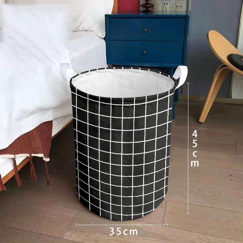 Cotton Linen Dirty Laundry Basket Foldable Round Waterproof Organizer Bucket Clothing Children Toy Large Capacity Storage Home