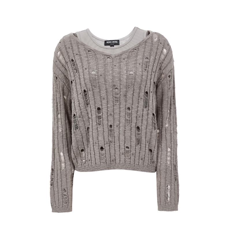 Veromoda Women's Beaded Hollow-Out Two-Piece Knitted Top