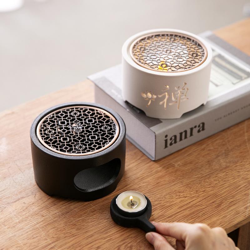 

Керамическая подставка для подогрева чая свечой: Маленькая плита и усилитель аромата с изолированным основанием для идеальной обжарки чая. White - Distant Mountain Stove + Candle Holder