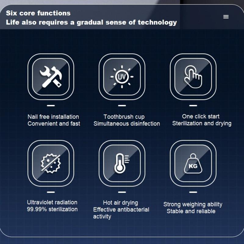 Intelligent Sterilization Disinfection Toothbrush Holder 2 Cup Toothpaste Dispenser Wall Mounted Bathroom Accessories