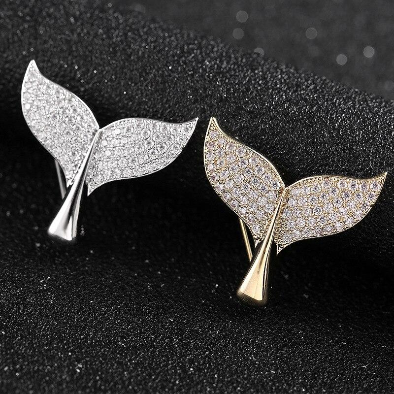 Blucome Spille Cubiche a Forma di Coda di Pesce per Donne Colore Oro Animale Decorazione Decorazione per Abito da Uomo