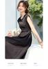 2026 Summer New Women's Waist Cinched Black Dress with Versatile Temperament, Slimming and High-end Women's Dress