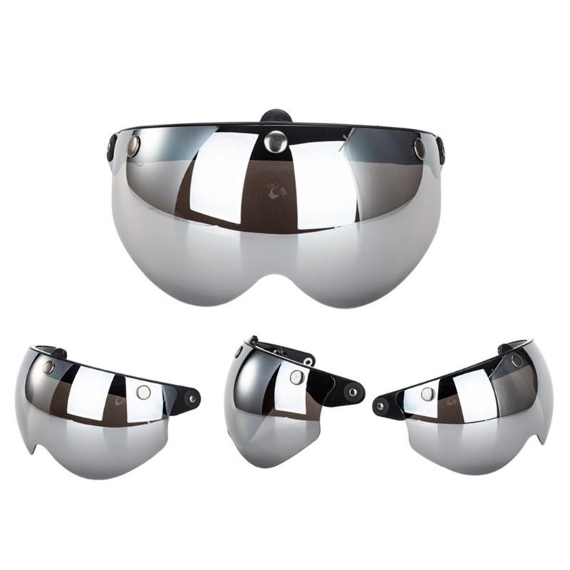 Visores Universales para Motocicletas Estilo Piloto Retro Estándar de 3 Botones de Presión Abatibles Hacia Arriba Abajo Casco Abierto Parabrisas Duradero