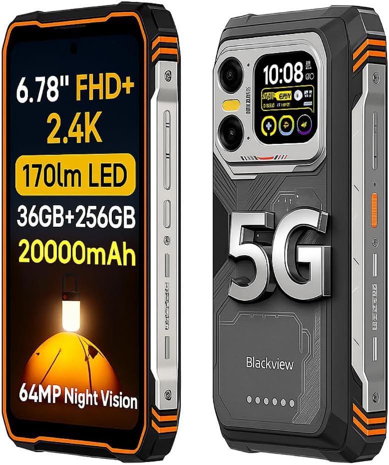 

Мобільний телефон Blackview XPLORE 1 5G 36 ГБ+256 ГБ 20000 мАг Дисплей 6,78 64 МП Android 15 Смартфон помаранчевий