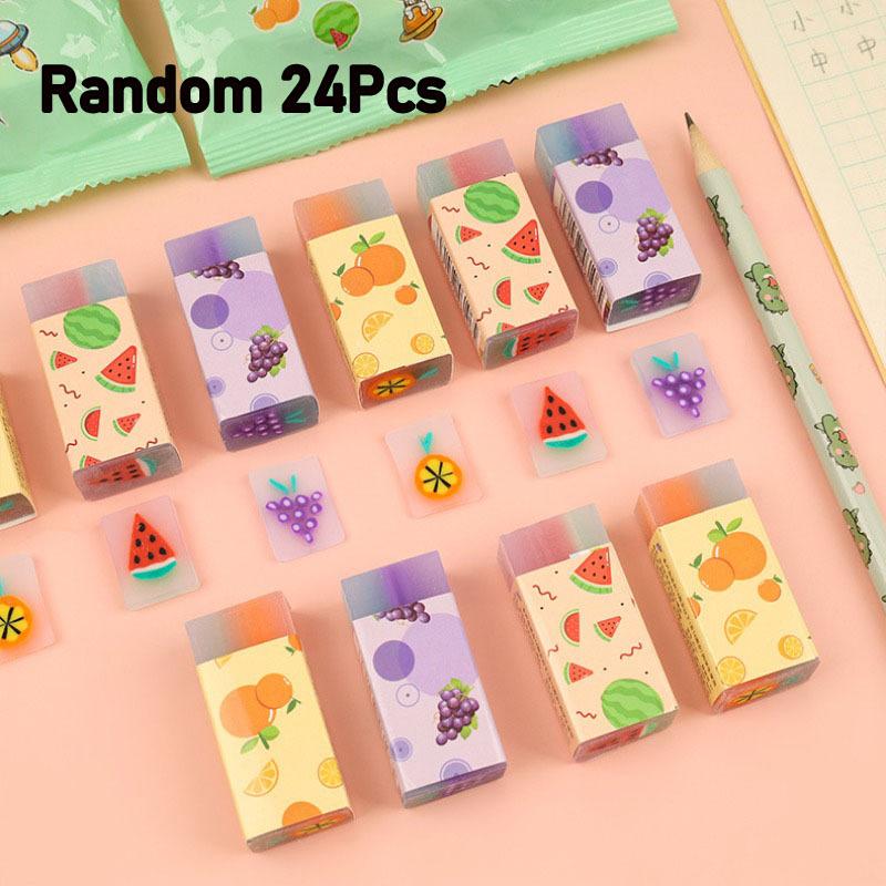 

24Pcs Cute Erasers Wholesale Fruit Ball Dinosaur Fun Desk Pets Pencil Erasers for School Supplies Prize Gifts Party Favors 24Pcs