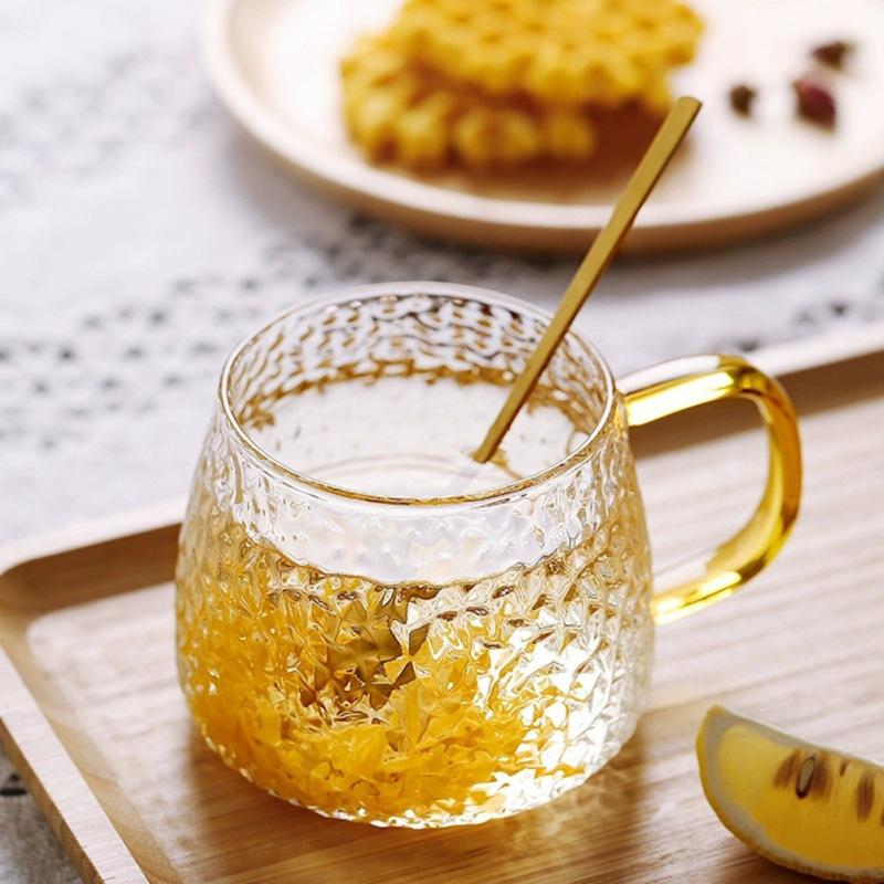 Hammer Pattern Coffee Cup Air Bubble Water Glass Cup Temperature Resistant Hand Handle Tea Cup Household Drinking Equipmen