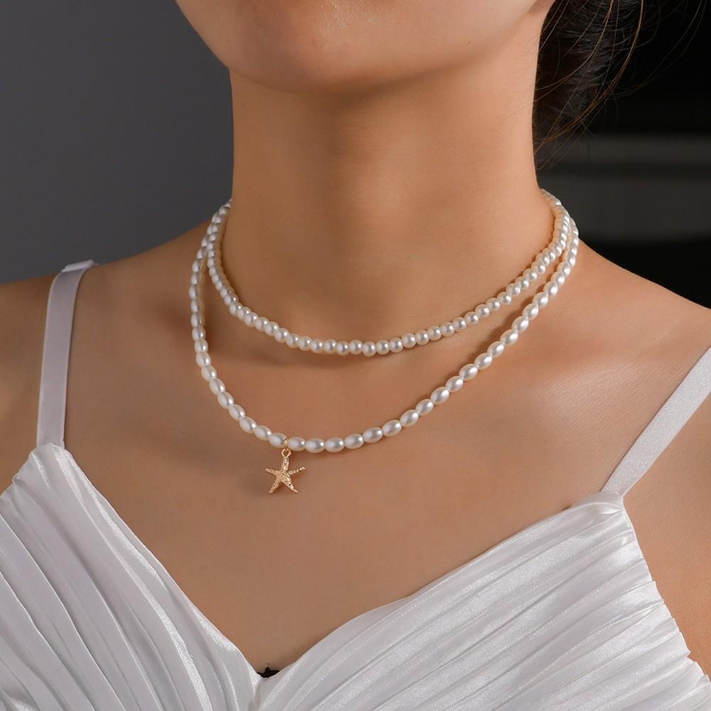 Wind, retro and simple multi-layer imitation pearl necklace women, accessories, jewelry supply