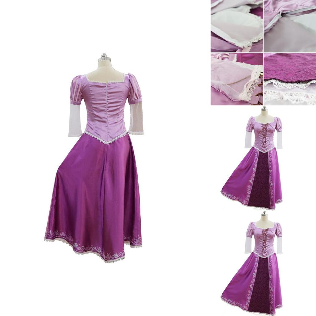 Bellissimo Vestito Costumi Viola Chiaro Intrecciato di Rapunzel Per Donne e Ragazze