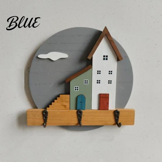 Exquisite Home Organization Storage Rack Key Holder Wooden Cottage Gift Nordic House Shaped