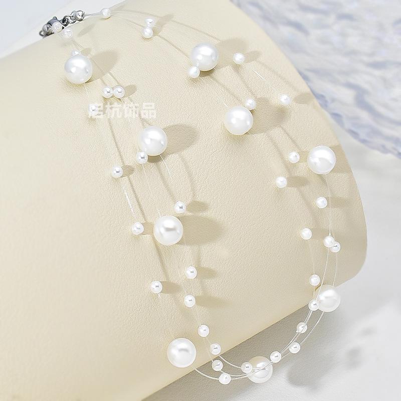 Pearl Necklace Women'S Light Luxury Personality Simple And Versatile Handmade Fishing Line Collarbone Chain