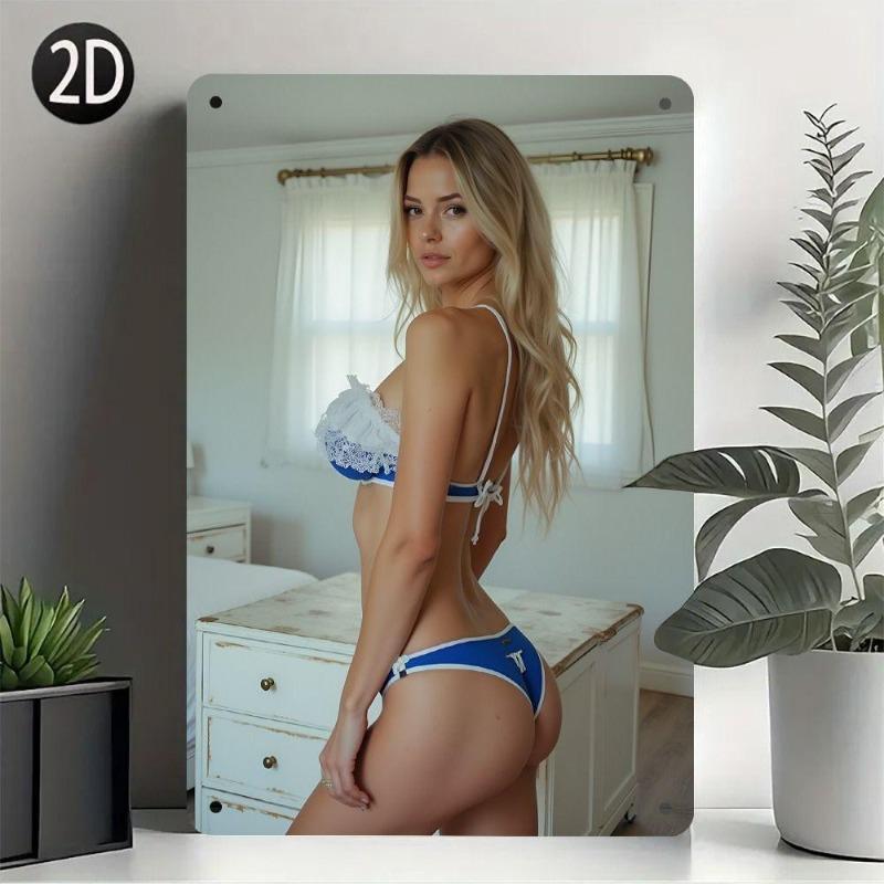 Pin-Up Girl Tin Plates, Garage Workshop Metal Decor 20x30cm