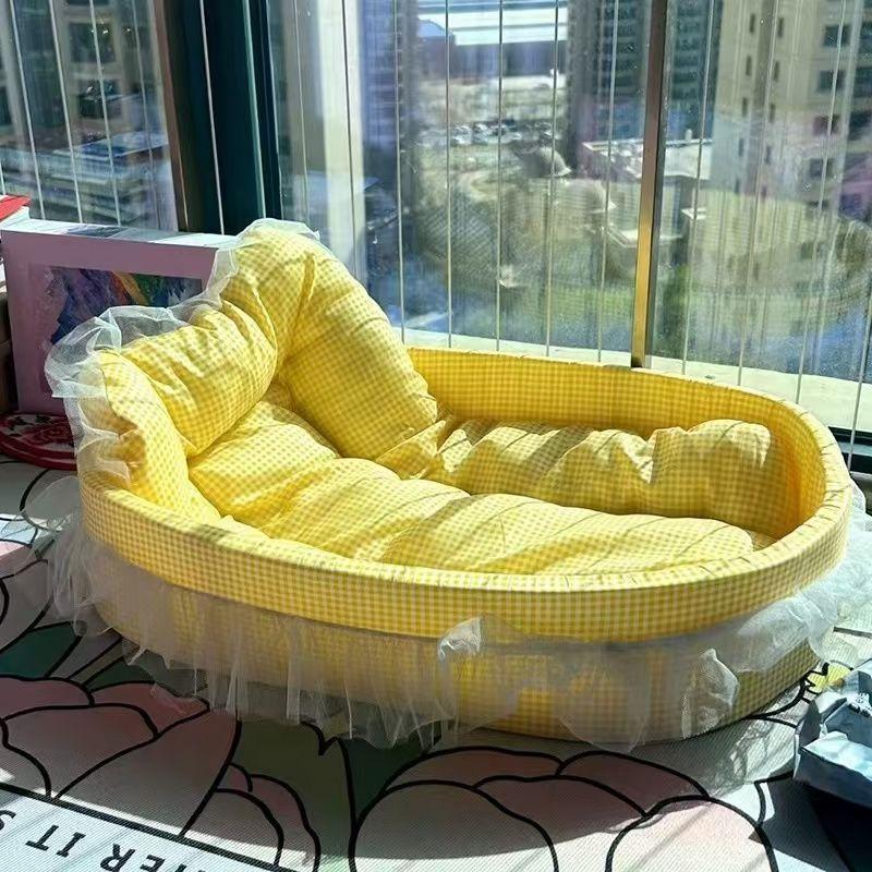 Macaron Style Four-season Pet Nest Oval for Small and Medium-sized Dogs Without Sticky Hair Sleeping Mat