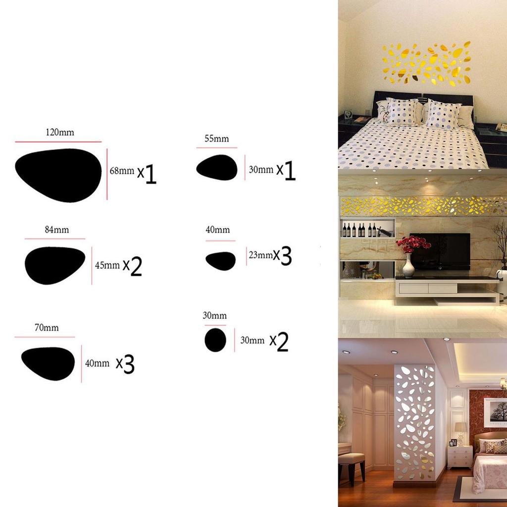 Luxuriöses Set aus 12 Spiegel-Vinyl-Wandaufklebern für einzigartige Heimdekoration und Kunst