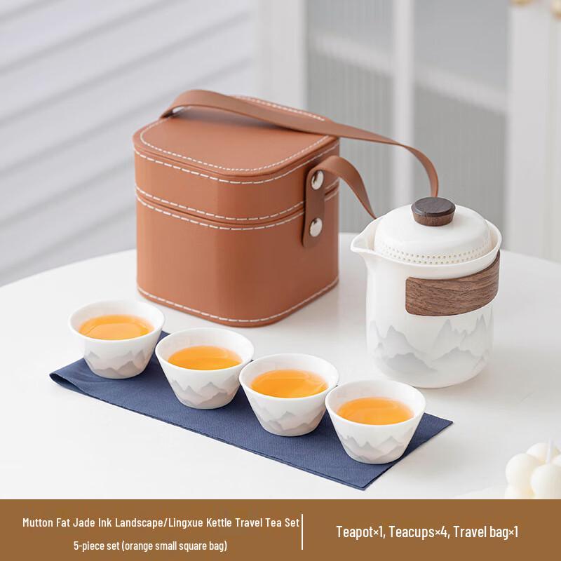 Heyu Xi White Jade Porcelain Travel Tea Set