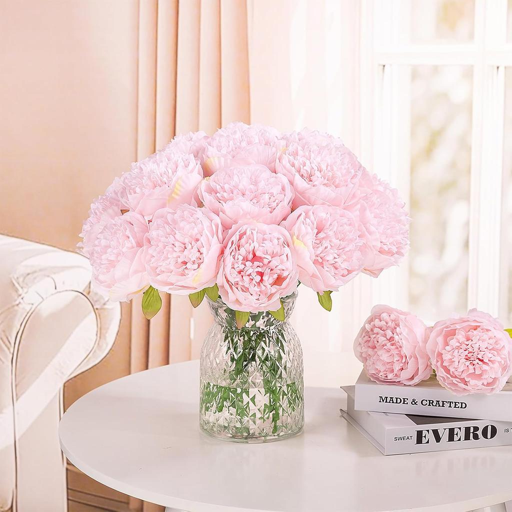5-10pcs Artificial peony silk flower with stem, vintage peony, rose suitable for family wedding decoration