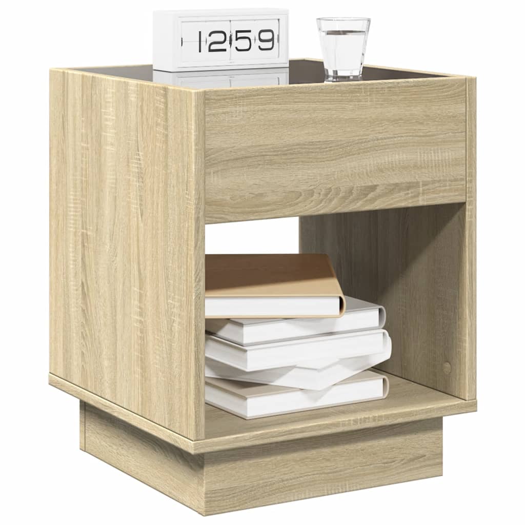 Nightstand with Infinity LED Sonoma Oak Finish 40 x 40 x 50 cm
