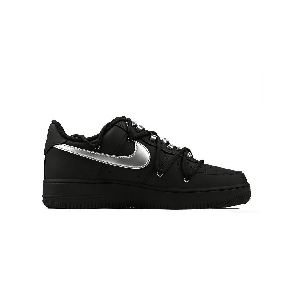 Nike Air Force 1 Business Suit Bandit Abriebfest Niedrig geschnitten Skateboard-Schuhe Unisex Schwarz Silber CW2288-001(Team1274-)