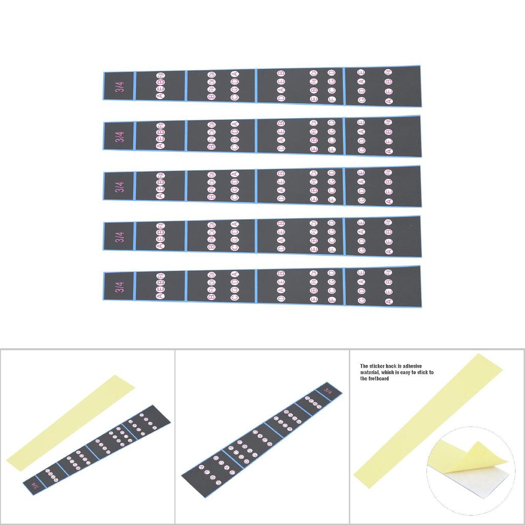 5pcs Violin Fretboard Sticker Fingerboard Tape Fretless Fingering Guide for Beginner (3 4)