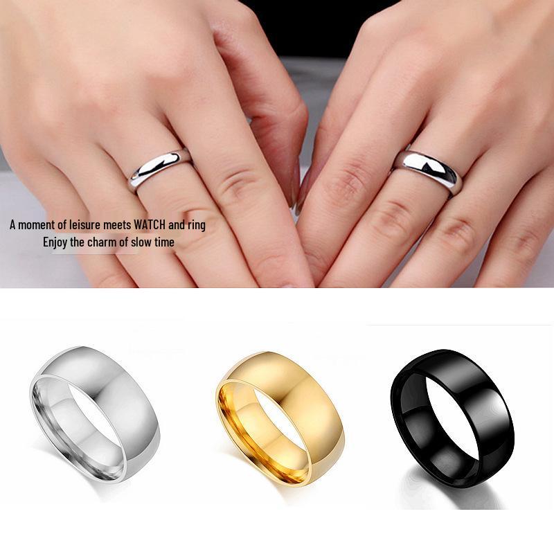 Men's 468mm Polished Titanium Steel Ring - Simple, Sweet Couple Style