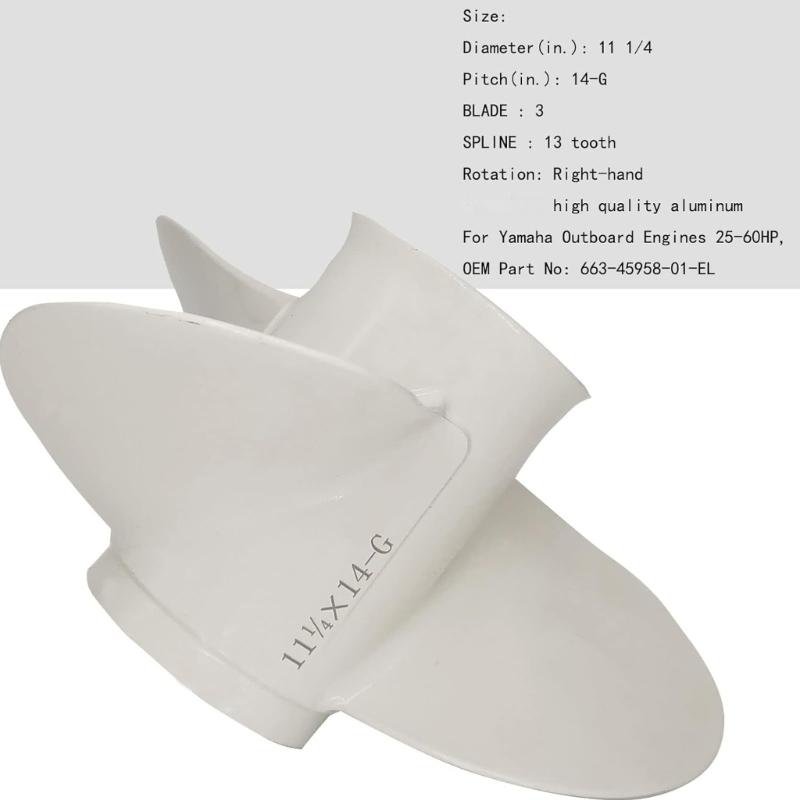 Strong 3 Blade 11 1/4 Inch Diameter 14G Marine Propeller Designed For 30HP To 60HP Outboard Engines
