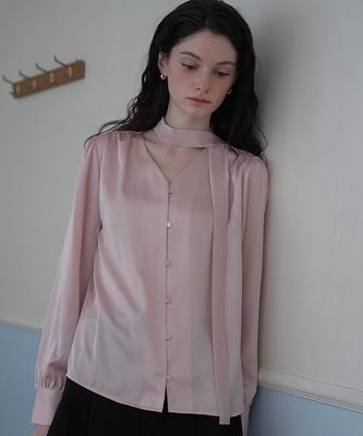 DEHEVE Camila Tie Silky Blouse [Pink]