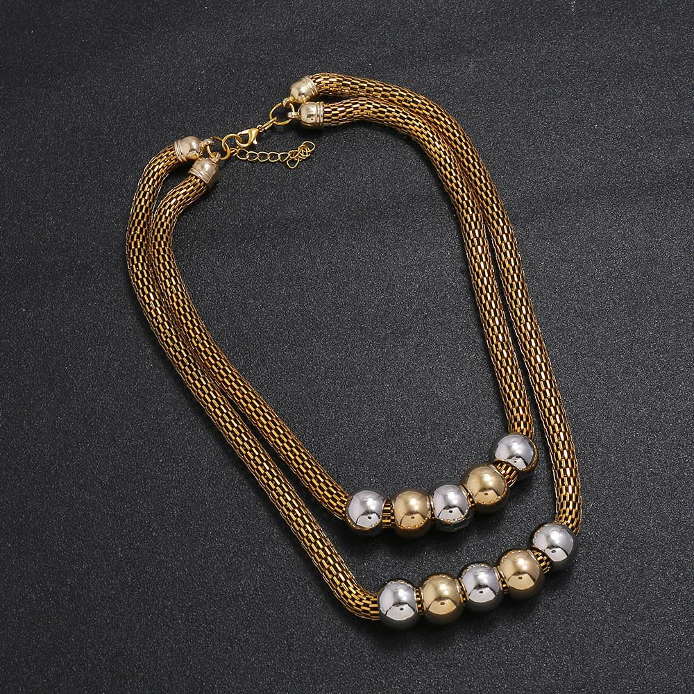 Euro Style Double Layer Mesh Chain Necklace With Pendant For Women